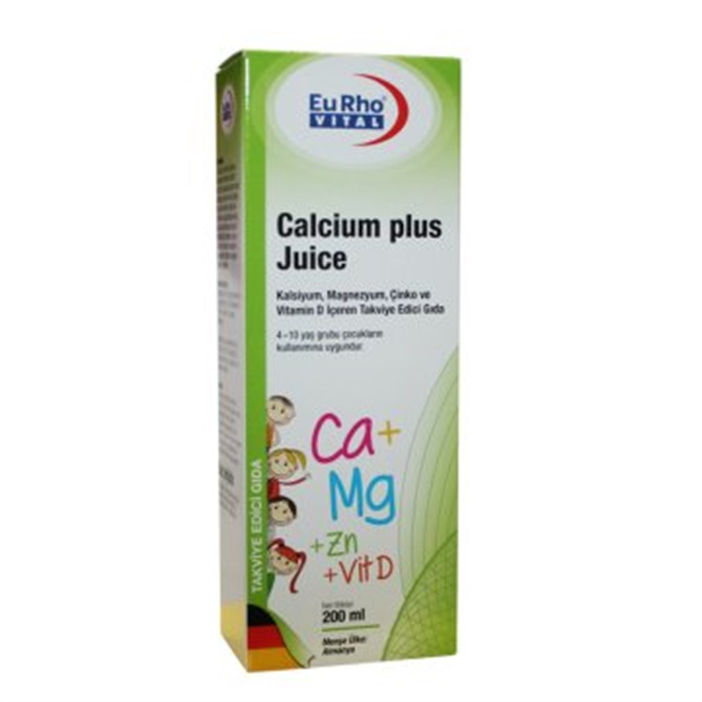 EURHO VİTAL KALSİYUM, MAGNEZYUM, ÇİNKO VE VİTAMİN D 200 ML