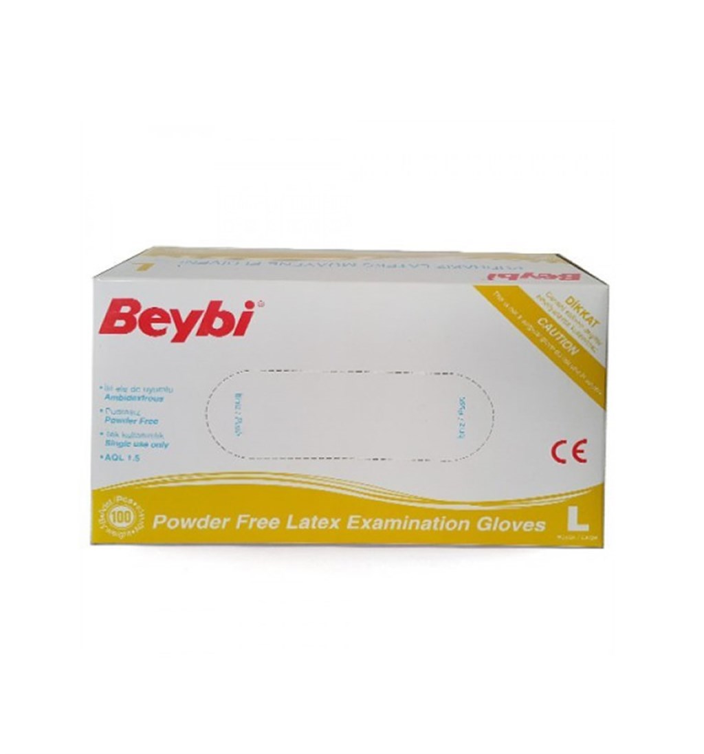 BEYBİ LATEX MUAYENE ELDİVENİ PUDRASIZ LARGE 100'LÜ PAKET