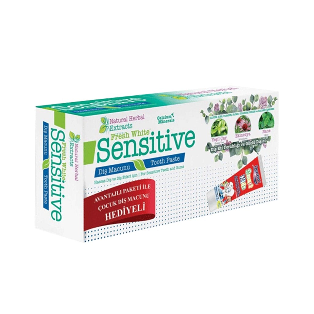 Fresh White Sensitive Yeşil Çay Ekinezya Nane Diş Macunu 75ml  Smart Kids Çocuk Diş Macunu 75 ml