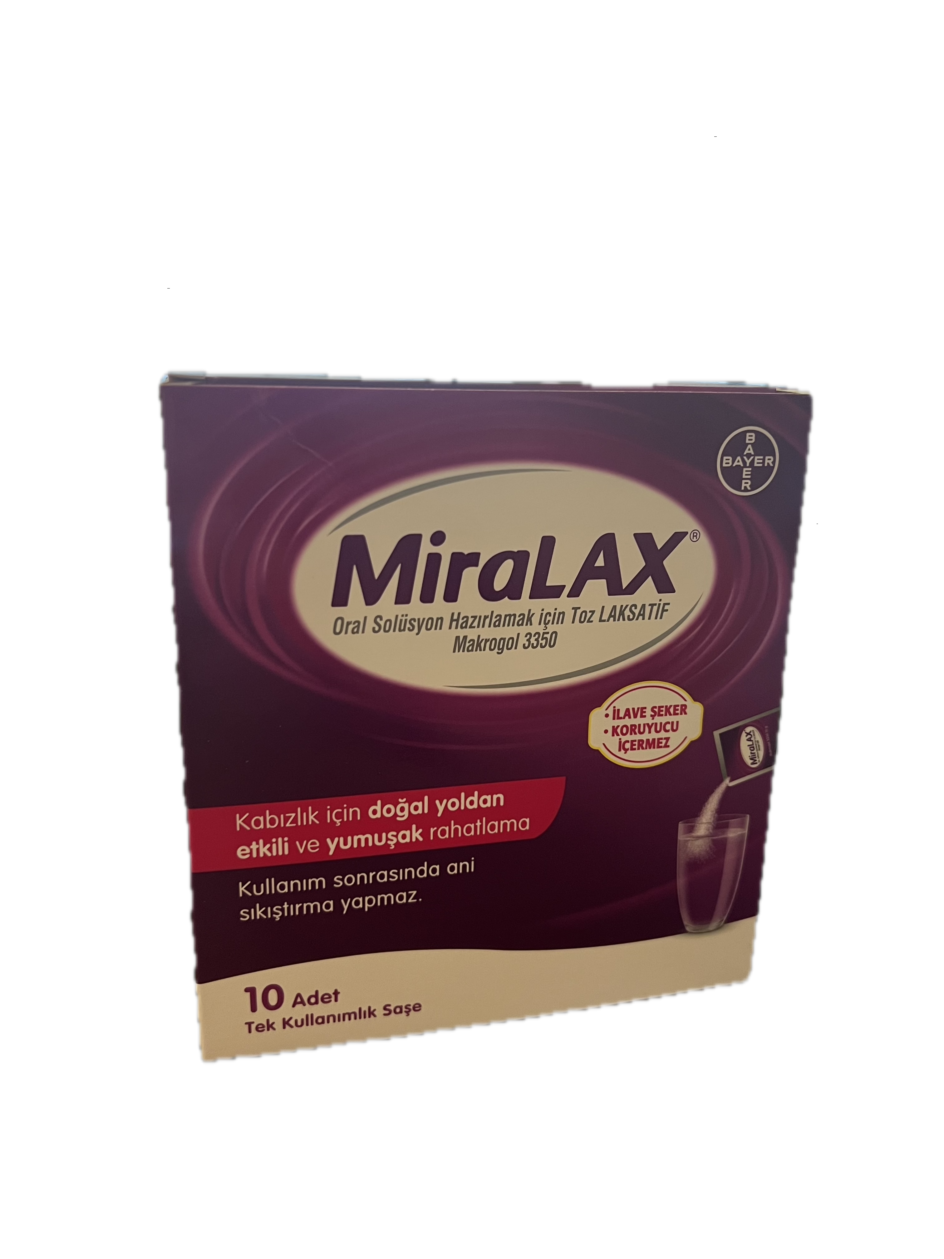 Miralax Oral Solüsyon Hazırlamak İçin Toz Laksatif Makrogol 3350 10 Adet Tek Kullanımlık Saşe
