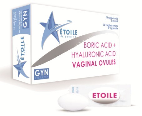 Mon Etoile Boric Acid 300 mg + Hyaluronic Acid 300 mg Vaginal Ovules 10 x 2 gr