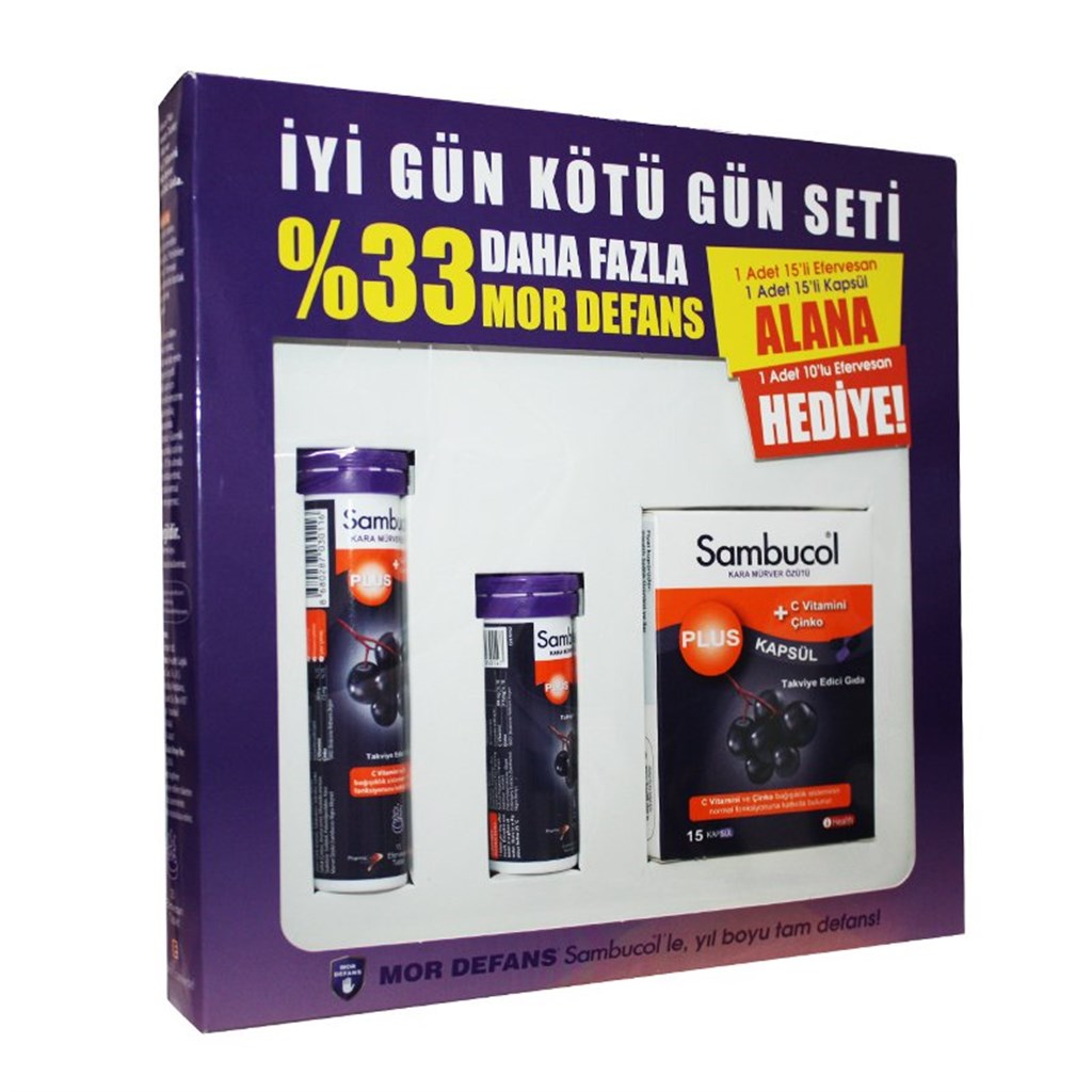 Sambucol Plus 15 Effervesan Tablet + Sambucol Kapsül 15 Adet Kofre