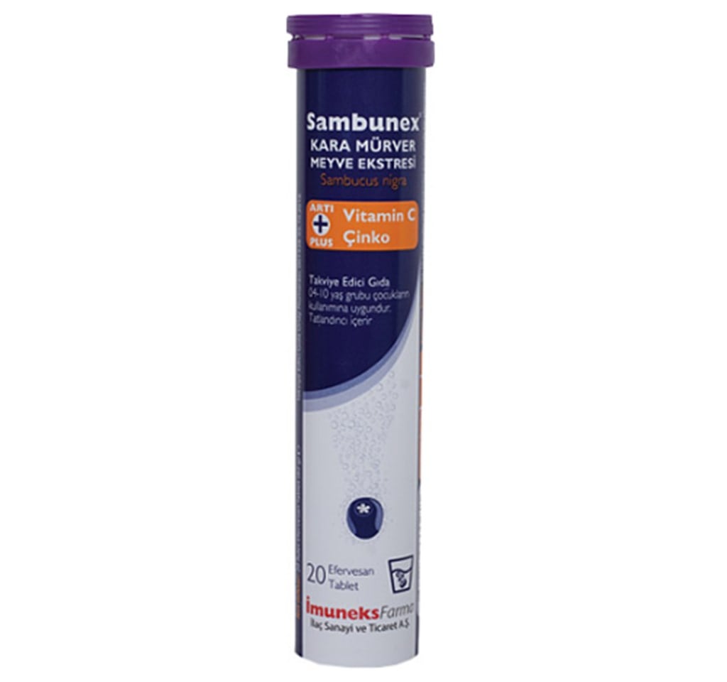 Sambunex Kara Mürver Vitamin C + Çinko 20 Efervesan Tablet