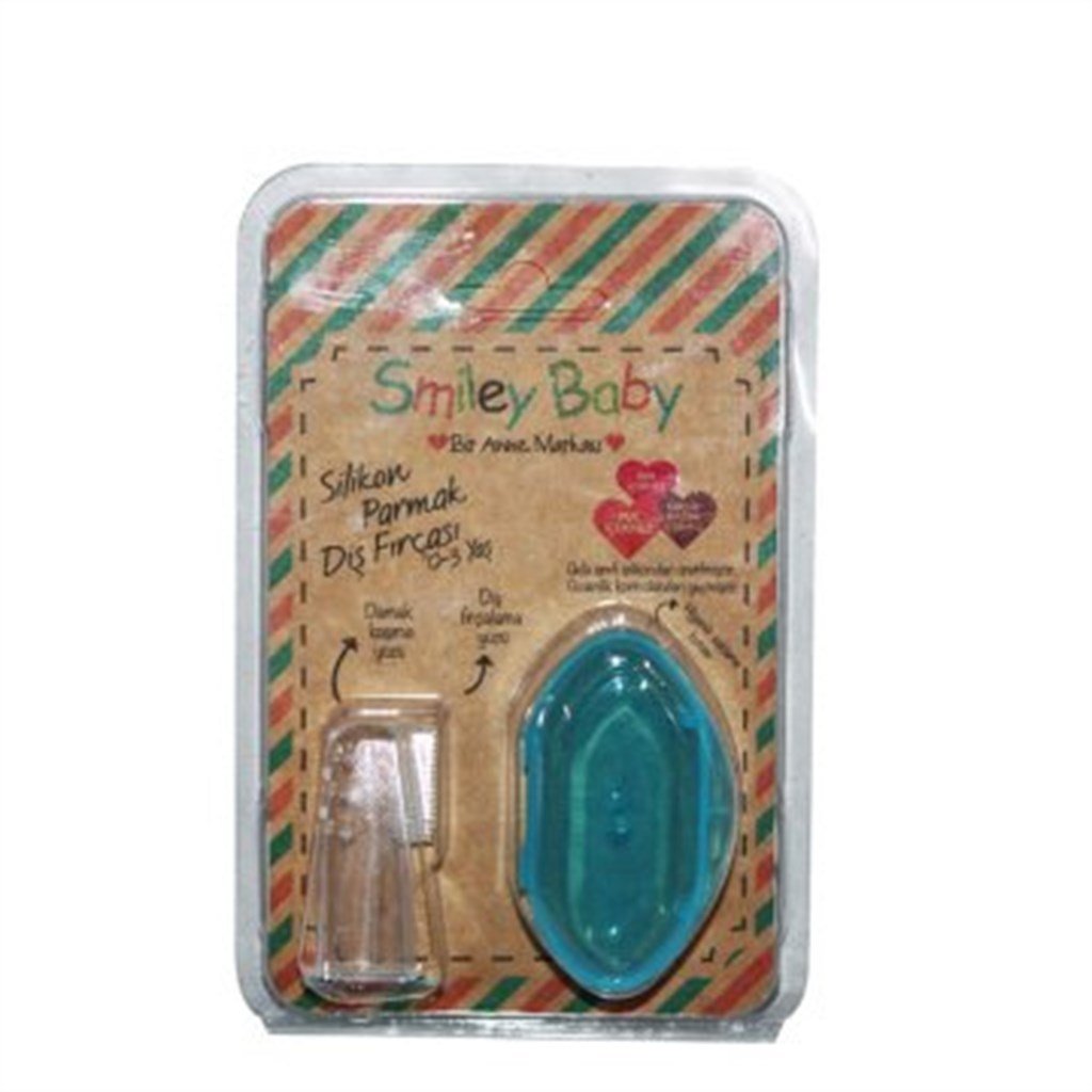 Smiley Baby Mavi Silikon Parmak Diş Fırçası 0-3 Yaş