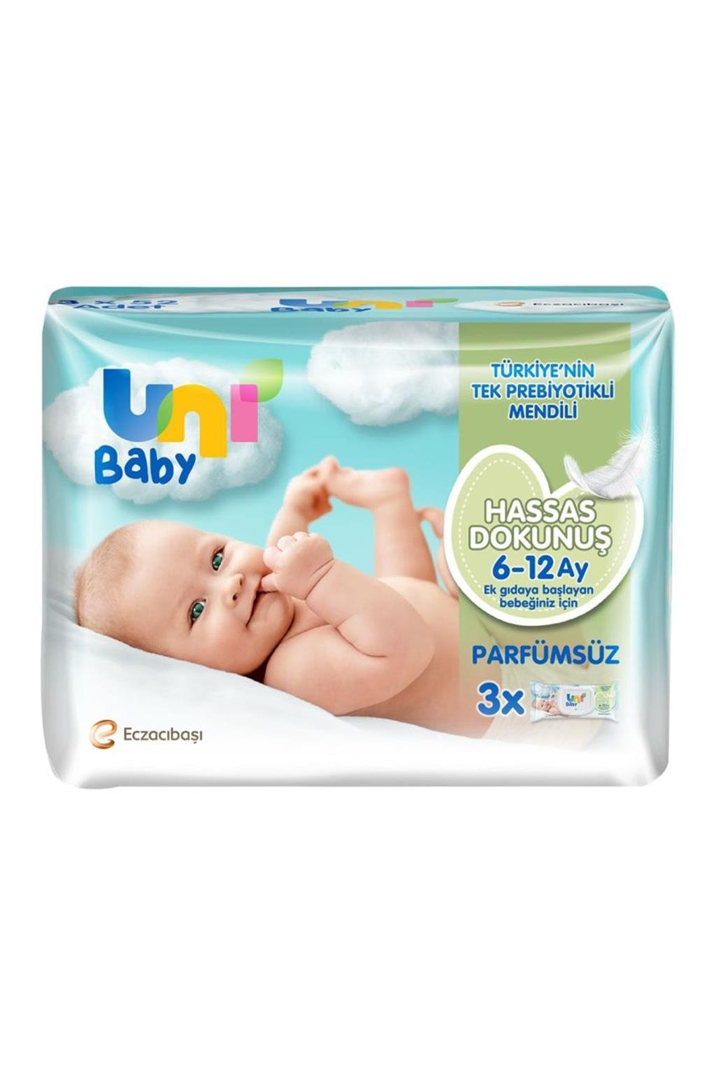 Uni Baby Hassas Dokunuş Islak Mendil 6-12 Ay 52 Yaprak X 3 Adet