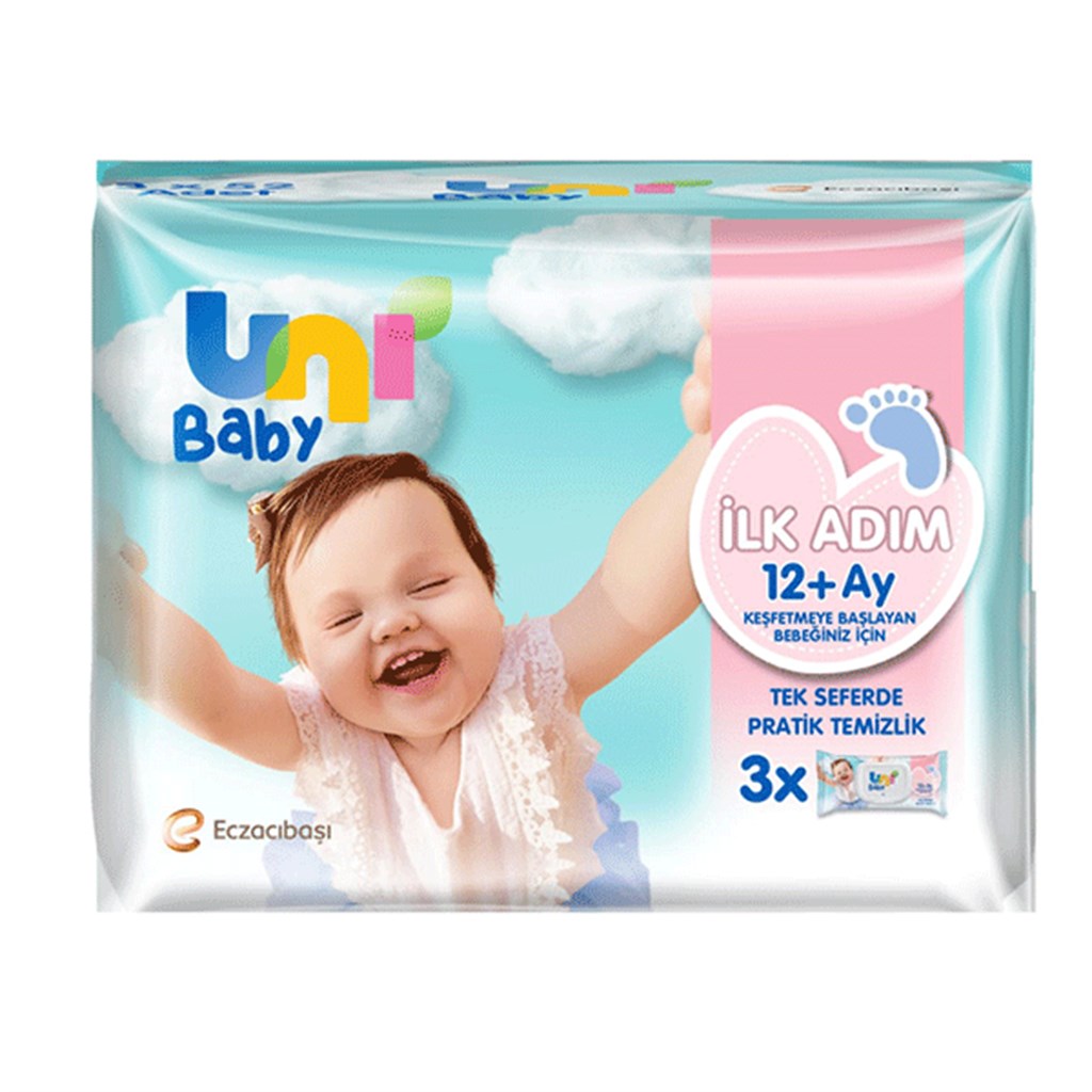Uni Baby İlk Adım Islak Mendil +12 Ay 3x52'li
