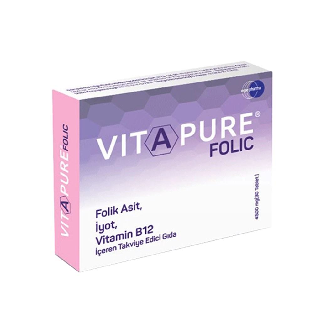 Vitapure Folic Folik Asit, İyot ve B12 İçeren 30 Tablet