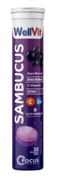 Wellvit Sambucus+Beta Glukan+C Vit+Çinko 20 Efervesan Tablet