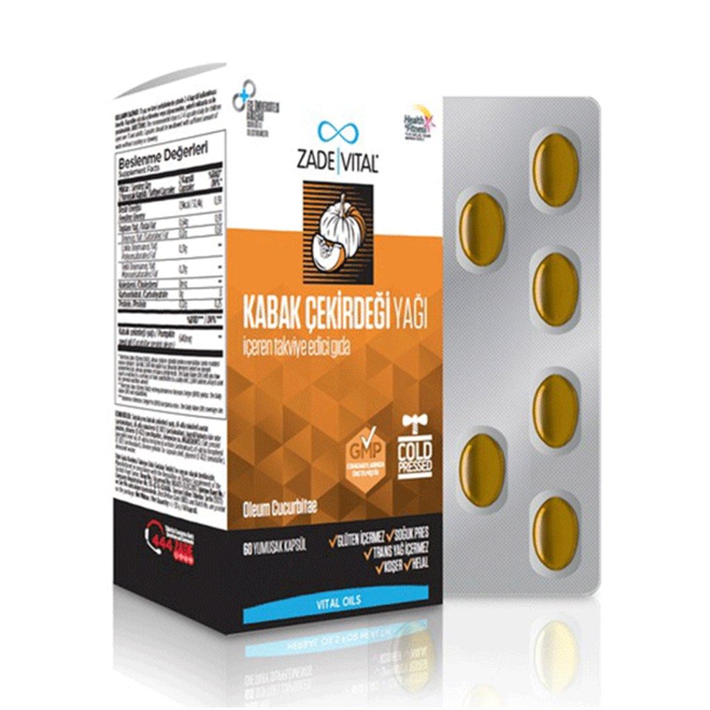 Zade Vital Kabak Çekirdeği Yağı Yumuşak 60 Kapsül Blister Ambalaj