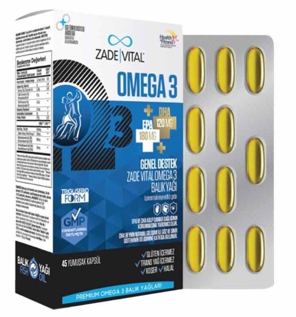 Zade Vital omega 3 Premium Genel Destek 45 kapsül