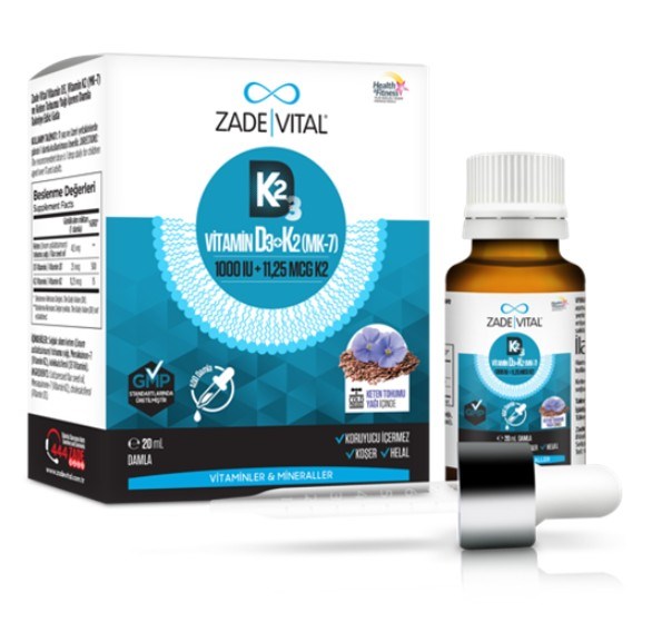 Zade Vital Vitamin D3+K2 1000 IU 20 ml Damla