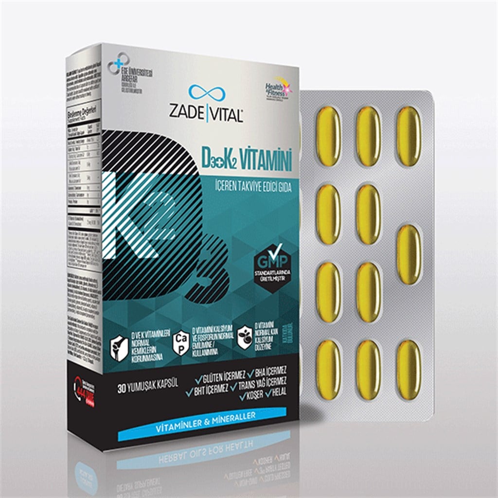 Zade Vital Vitamin D3+K2 30 Kapsül