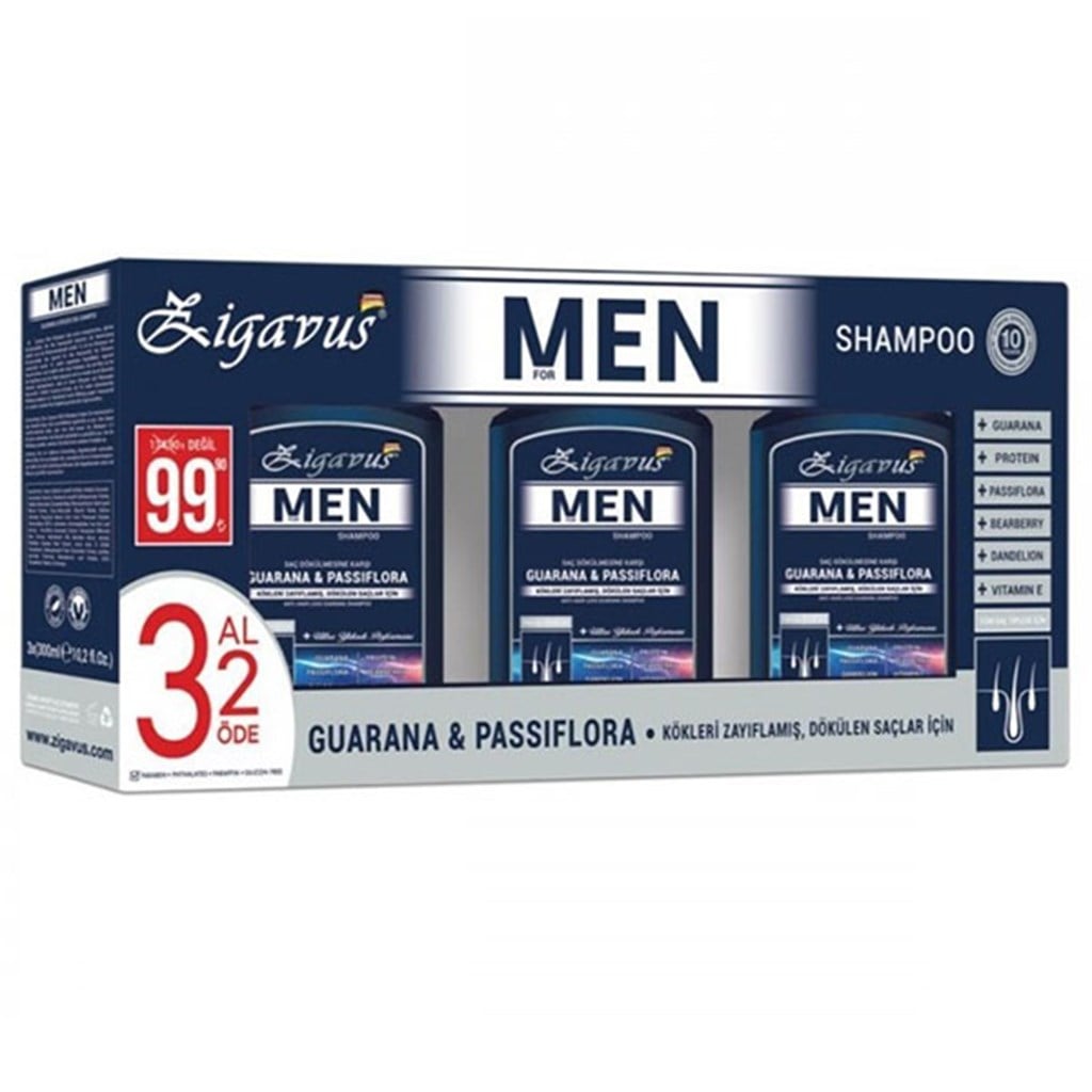 Zigavus Men Guarana-Passiflora Şampuan 3 Al 2 Öde