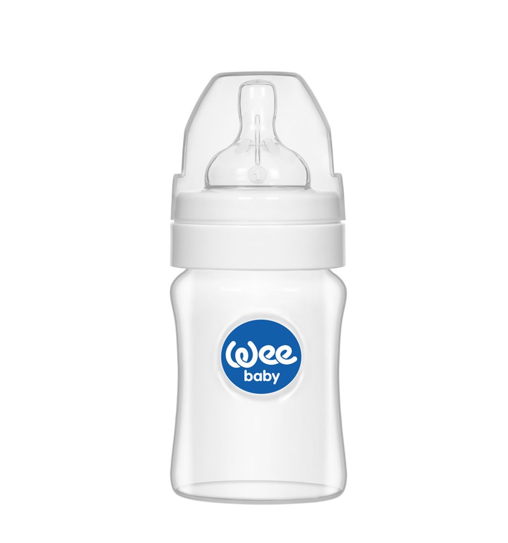 WEE BABY GENİŞ AĞIZLI PP BİBERON ANTİKOLİK 0-6AY 150ML - BEYAZ