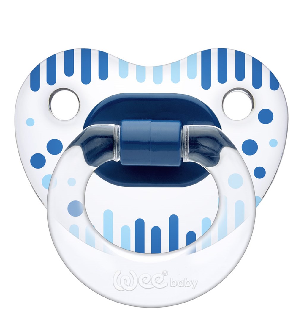 WEE BABY ŞEFFAF DESENLİ GÖVDELİ DAMAKLI EMZİK 6-18AY NO.3 - MAVİ