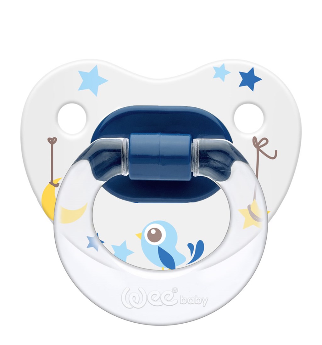 WEE BABY DESENLİ GÖVDELİ DAMAKLI EMZİK 0-6AY NO.1 - MAVİ