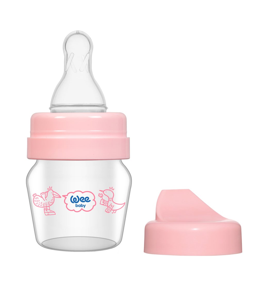 WEE BABY MİNİ CAM ALIŞTIRMA BARDAĞI SETİ 0AY+ 30ML - PEMBE