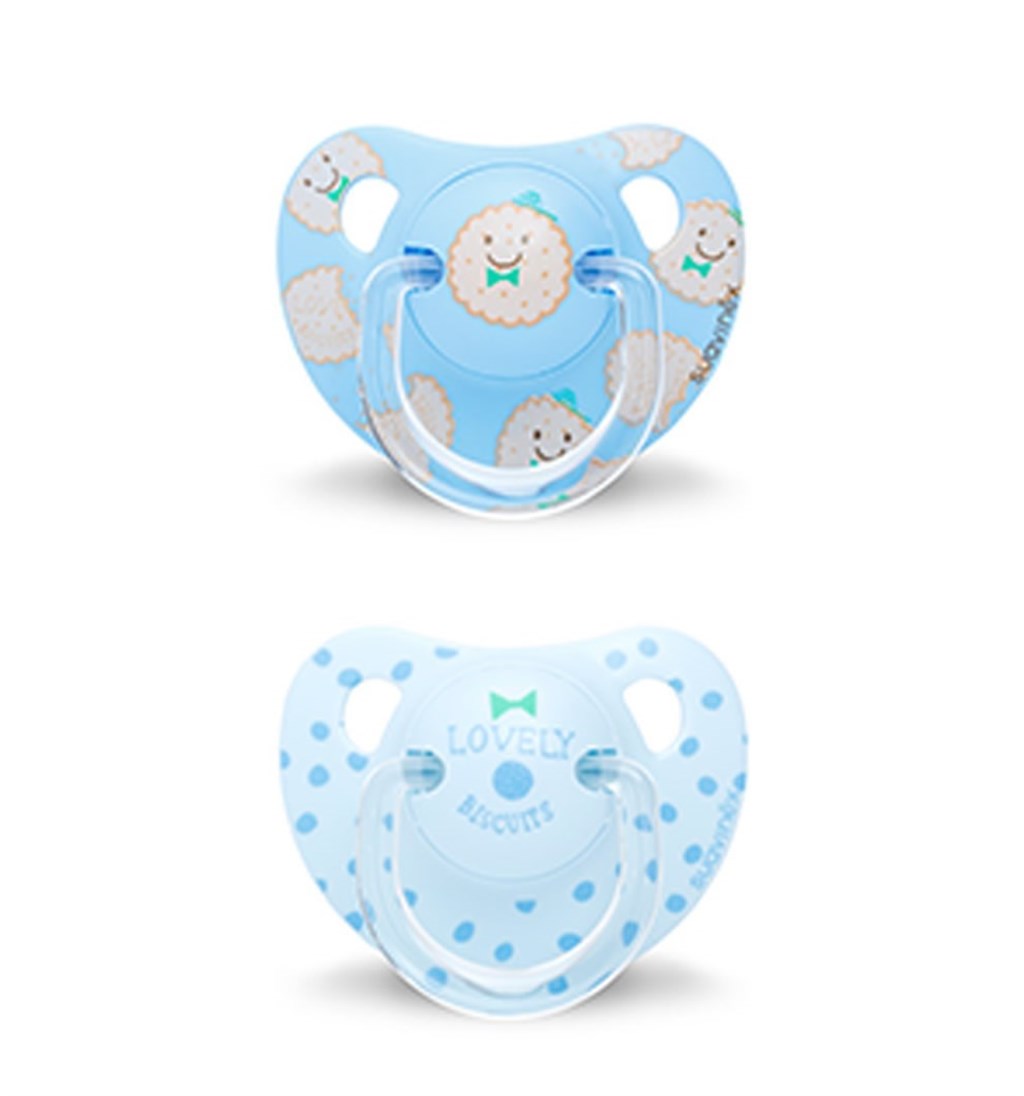 SUAVİNEX ORTODONTİK KAUÇUK EMZİK 2'Lİ 6-18AY - BİSCUİTS - MAVİ