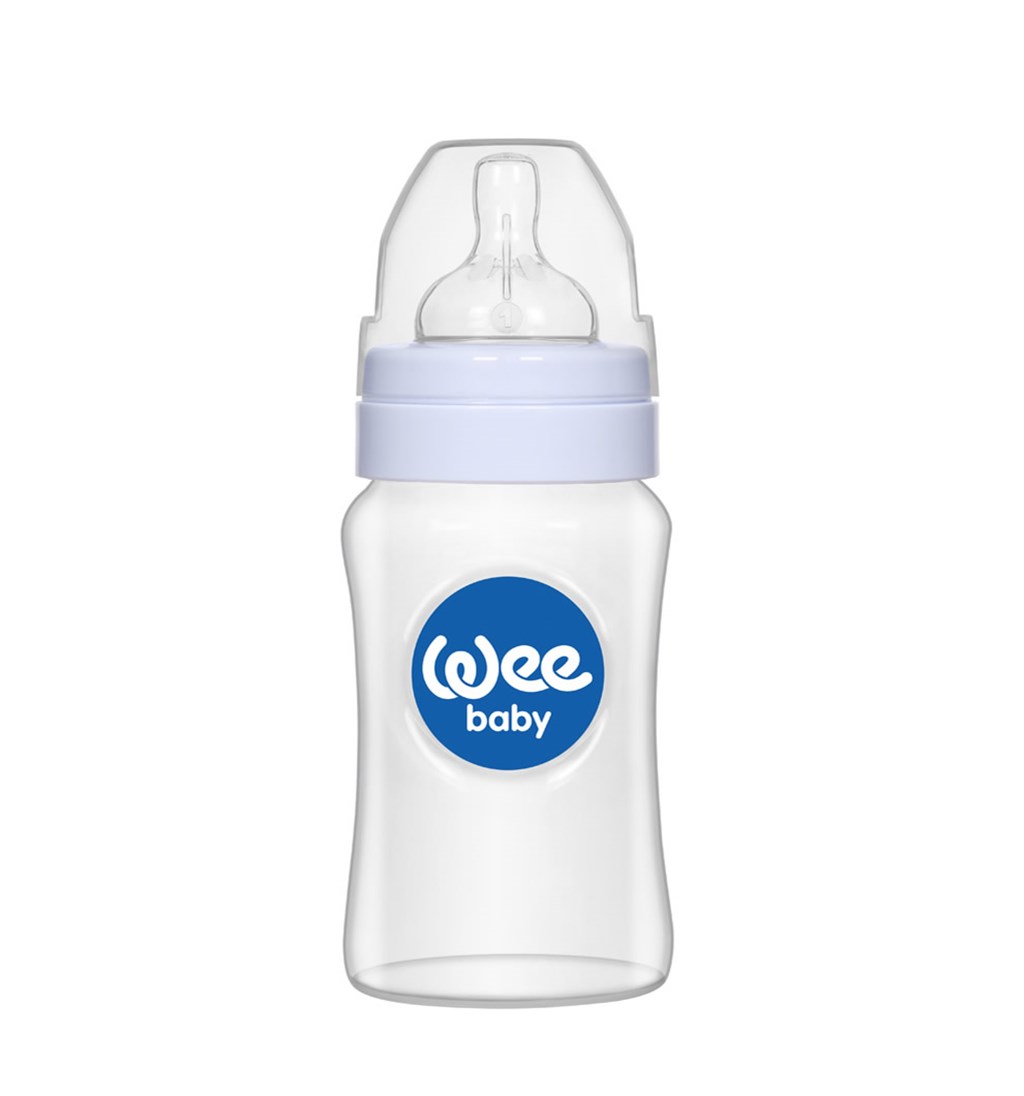 WEE BABY GENİŞ AĞIZLI PP BİBERON ANTİKOLİK 6-18AY 250ML - GRİ