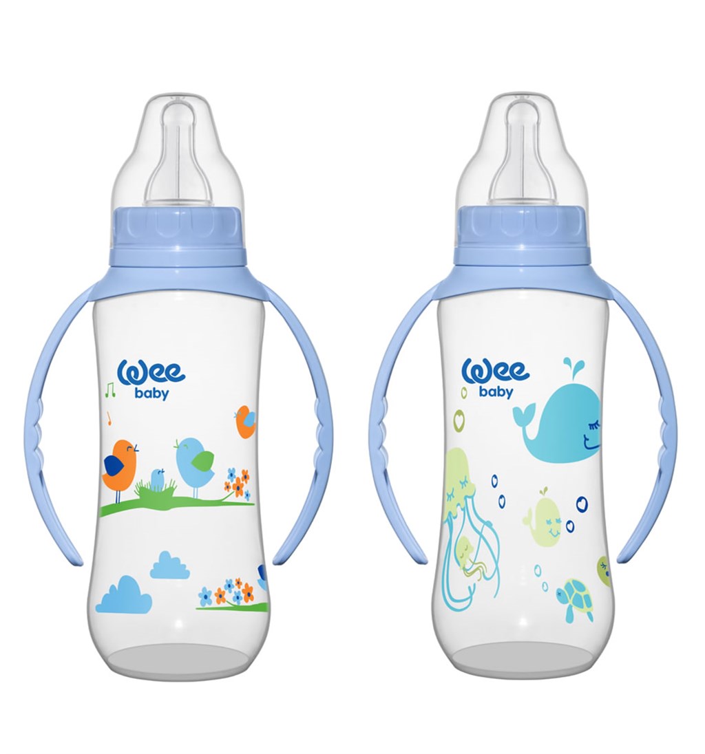 WEE BABY KULPLU PP BİBERON 8-16AY 270ML - MAVİ