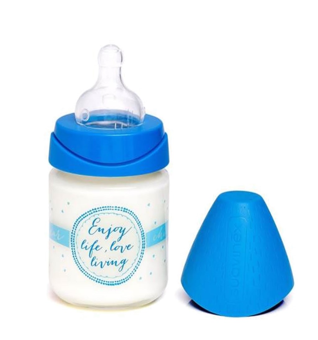 SUAVİNEX GENİŞ AĞIZLI SİLİKON EMZİK CAM BİBERON 120ML - 3 POZİSYON - ENJOY - LACİVERT