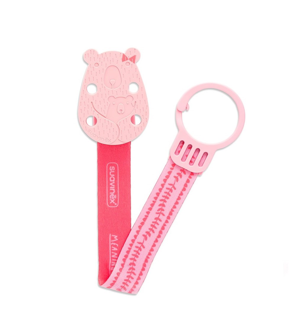 SUAVİNEX AYICIKLI KUMAŞ EMZİK BANDI MEANİNGFUL LİFE - PEMBE