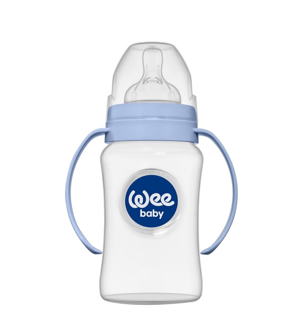 WEE BABY KULPLU GENİŞ AĞIZLI PP BİBERON ANTİKOLİK 6-18AY 250ML - MAVİ