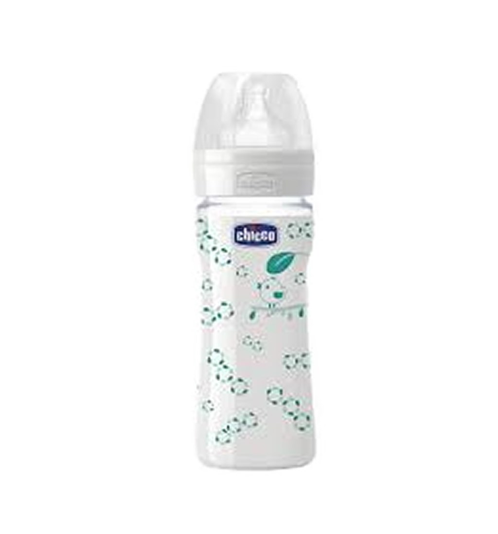 CHİCCO CAM BİBERON 240 ML - SİLİKON EMZİK (YEŞİL)