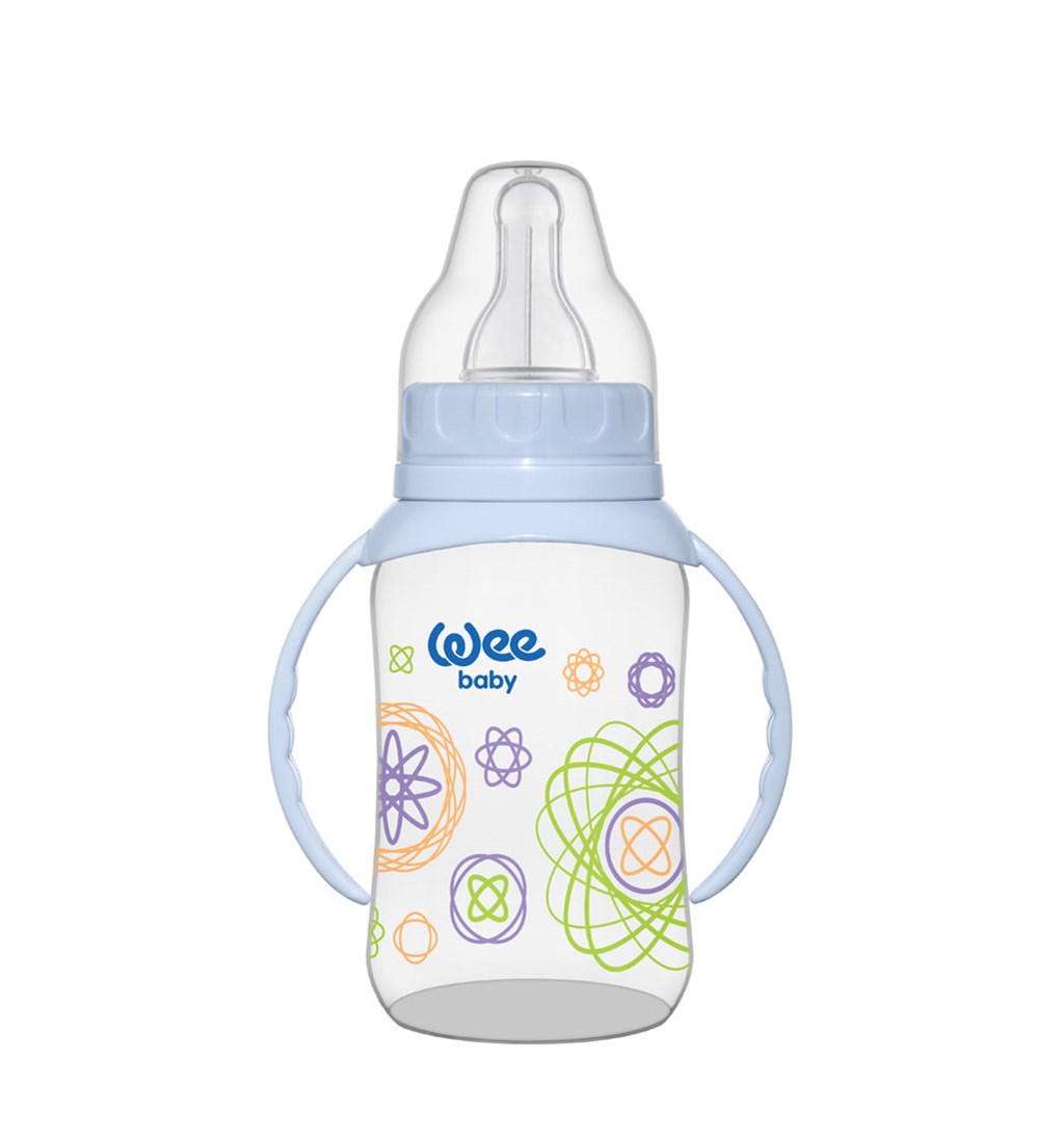 WEE BABY KULPLU PP BİBERON 8-16AY 150ML - MAVİ