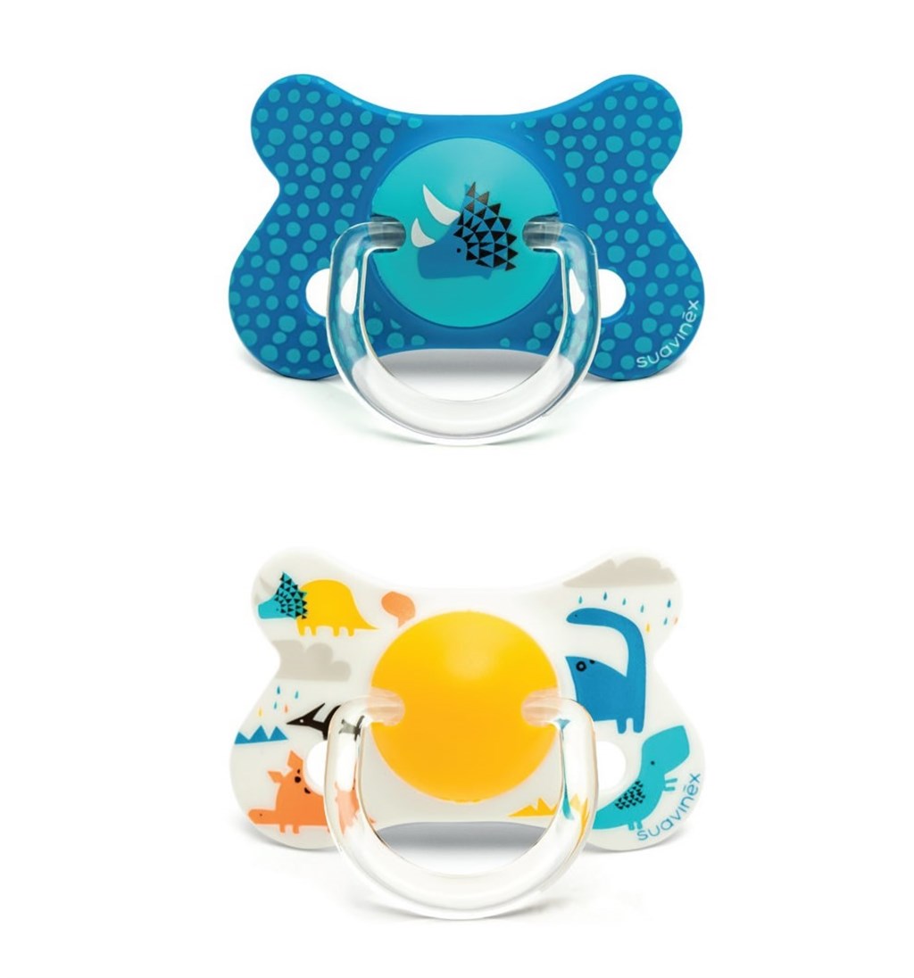 SUAVİNEX ORTODONTİK KAUÇUK EMZİK 18AY+ 2'Lİ - SARI - THE DİNOS