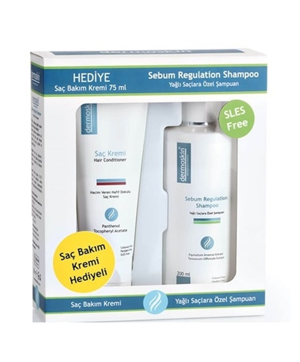 DERMOSKİN SEBUM REGULATİON SHAMPOO 200 ML  + SAÇ BAKIM KREMİ 75 ML HEDİYE