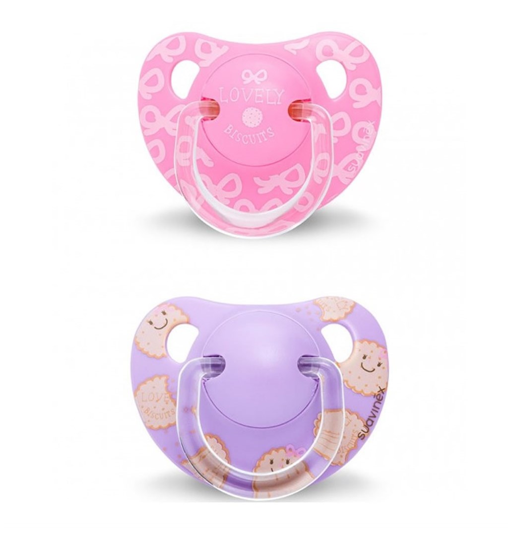 SUAVİNEX ORTODONTİK SİLİKON EMZİK 6-18AY 2'Lİ - BİSCUİTS - PEMBE