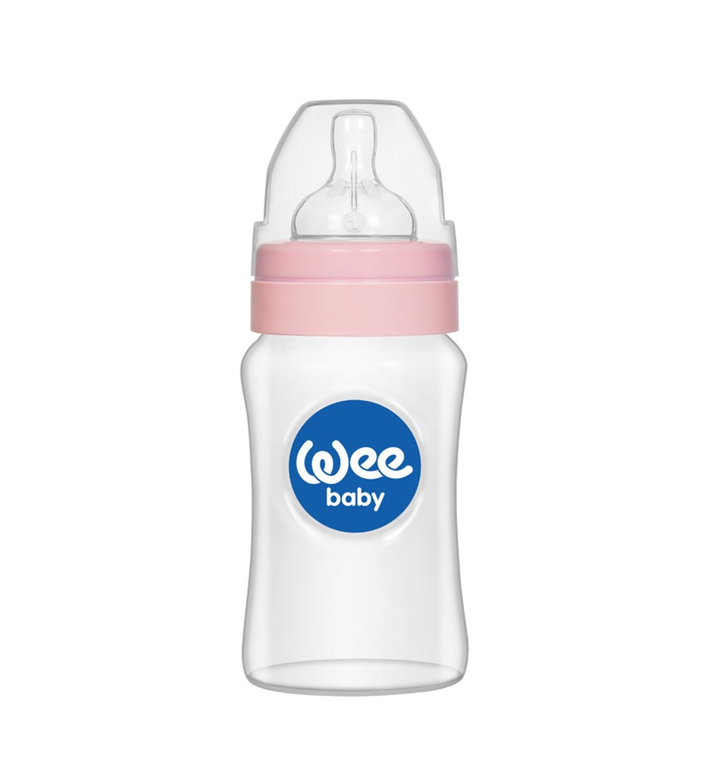 WEE BABY GENİŞ AĞIZLI PP BİBERON ANTİKOLİK 6-18AY 250ML - PEMBE