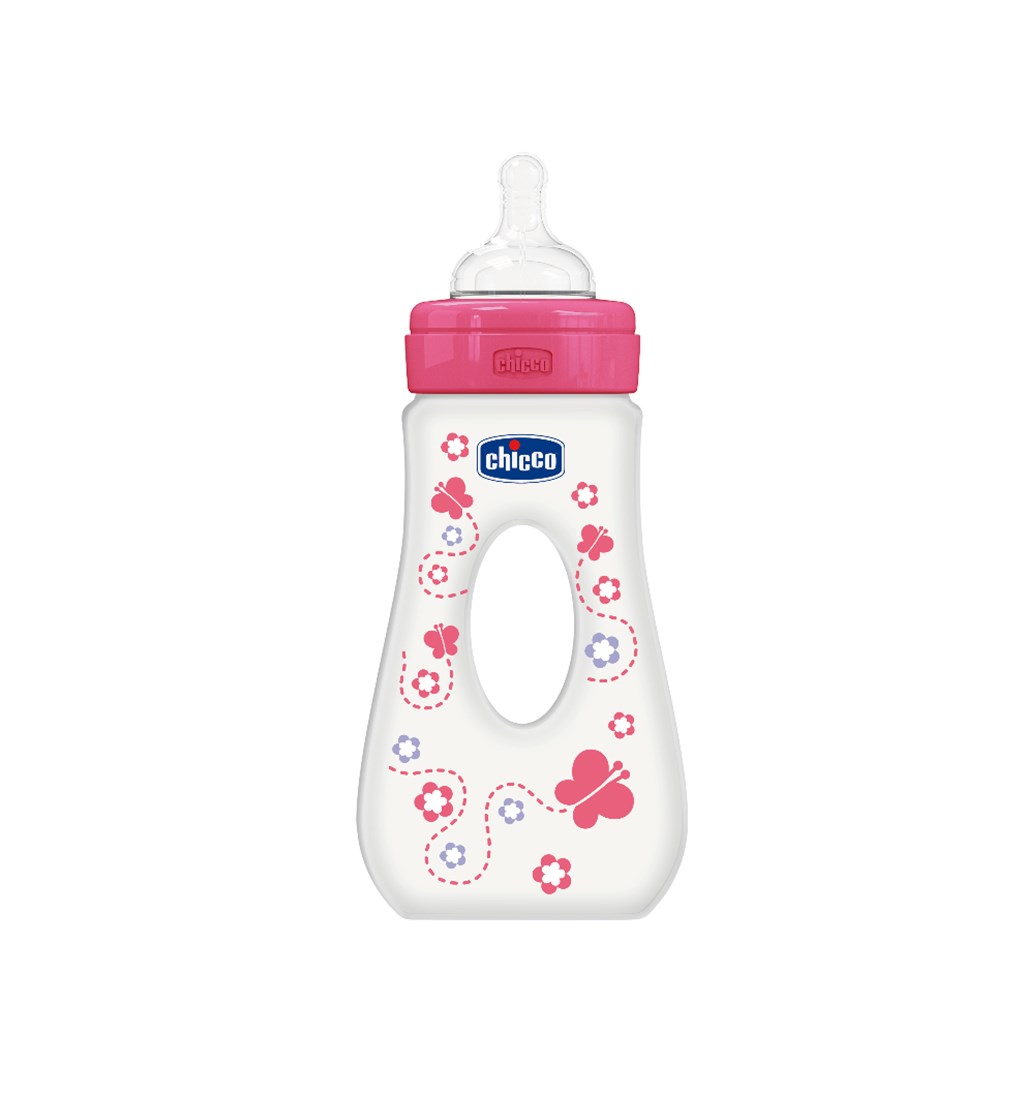 CHİCCO KAVRAMALI BİBERON 240 ML - SİLİKON EMZİK (PEMBE)