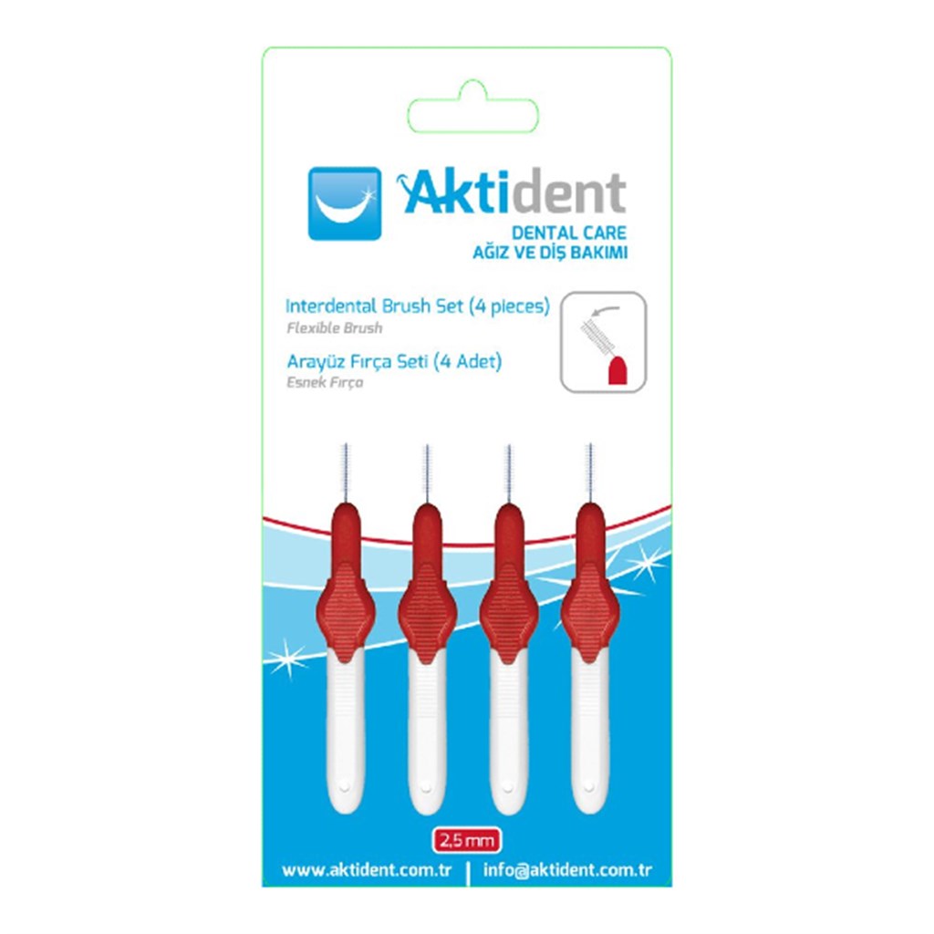 Aktident 0,5 mm Arayüz Fırça Seti Kırmızı (4 Adet)