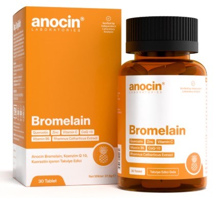 Anocin Bromelain Ananas + Quercetin + Zinc + Coq-10 + Vitamin C Süper Bromelain Formül 30 Tablet