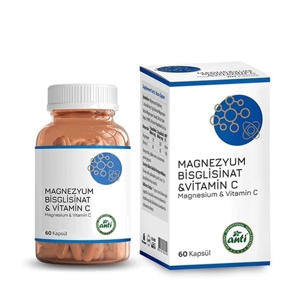 Anti Magnezyum Bisglisinat Vitamin C 60 Kapsül