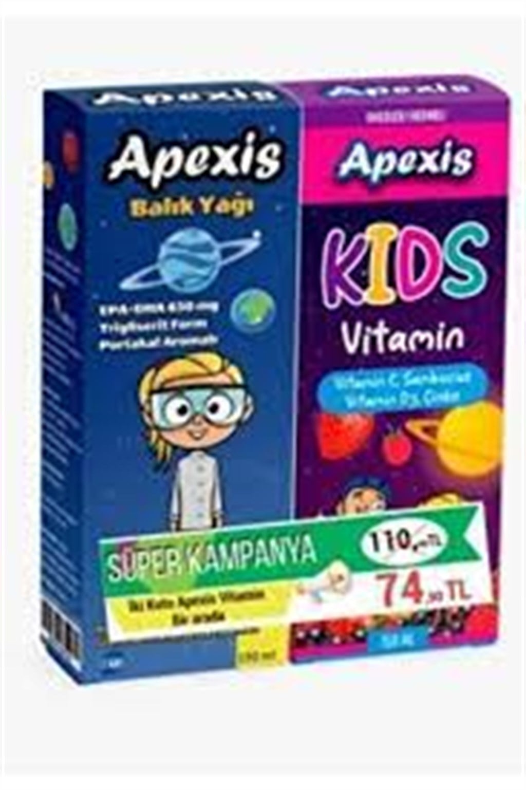 Apexis Kids Sambucus Şurup 150ml+Balık Yağı 150ml Set