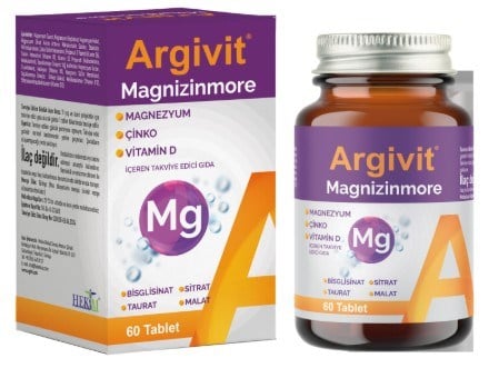 Argivit Magnizinmore Magnezyum Çinko ve Vitamin D 60 Tablet