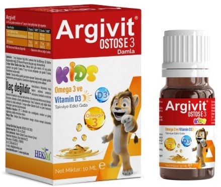 Argivit Ostosse3 Kids Omega-3 ve Vitamin D3 İçeren Takviye Edici Gıda 10 ml