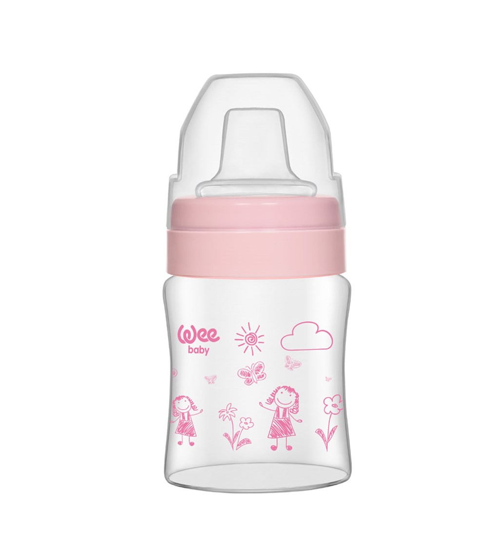 WEE BABY ISIYA DAYANIKLI AKITMAZ CAM BARDAK 6-18 AY 120ML - PEMBE