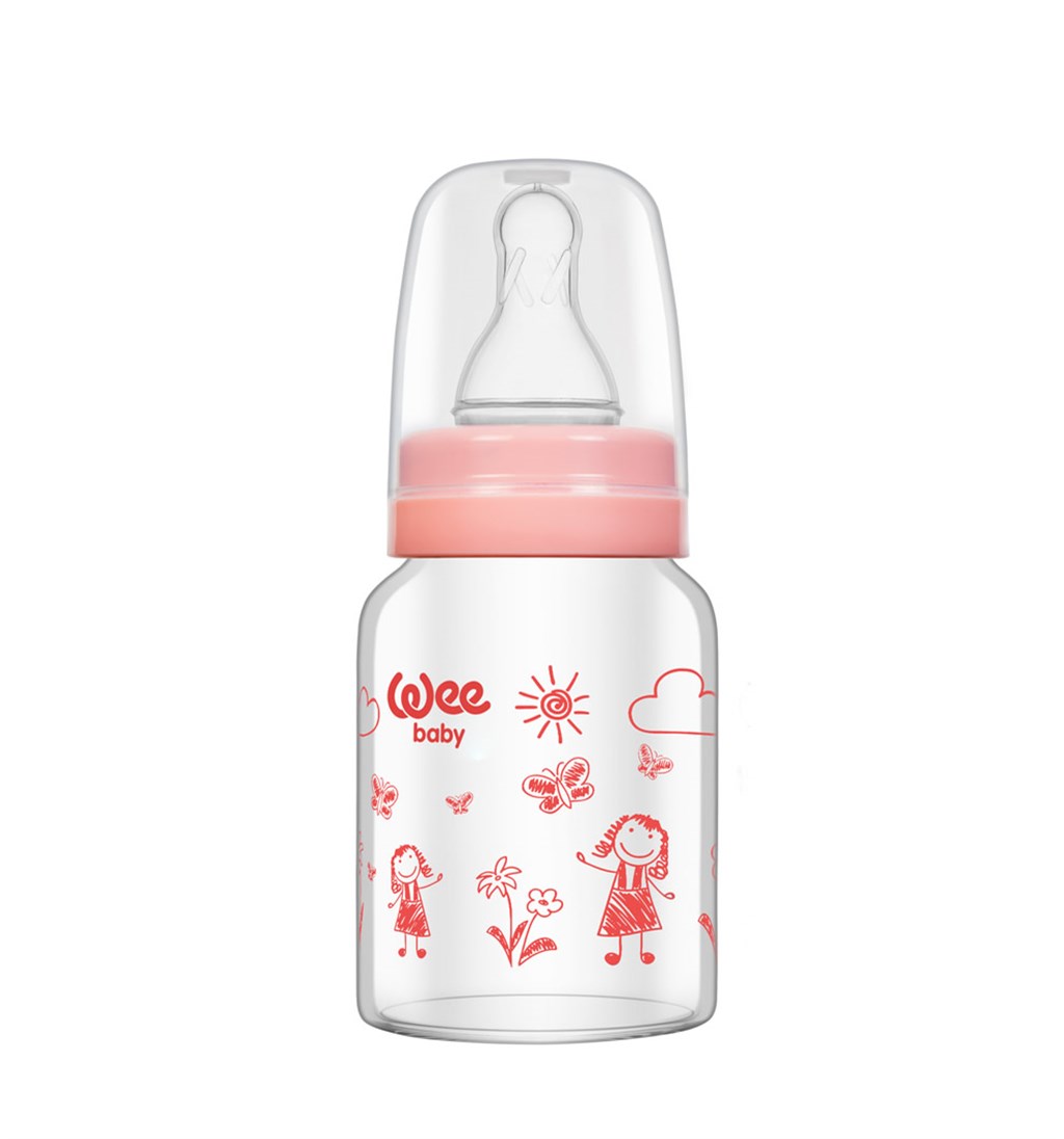WEE BABY ISIYA DAYANIKLI CAM BİBERON 0-6AY 60ML - PEMBE