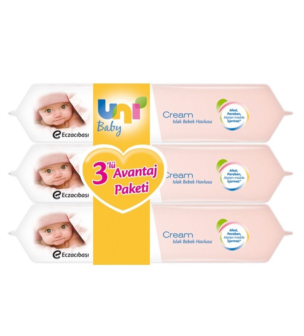 UNİ BABY CREAM ISLAK HAVLU 3'LÜ
