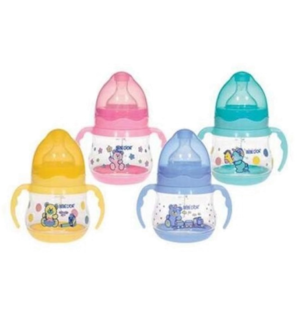 BEBEDOR DESENLİ GENİŞ AĞIZLI KULPLU BİBERON 150ML