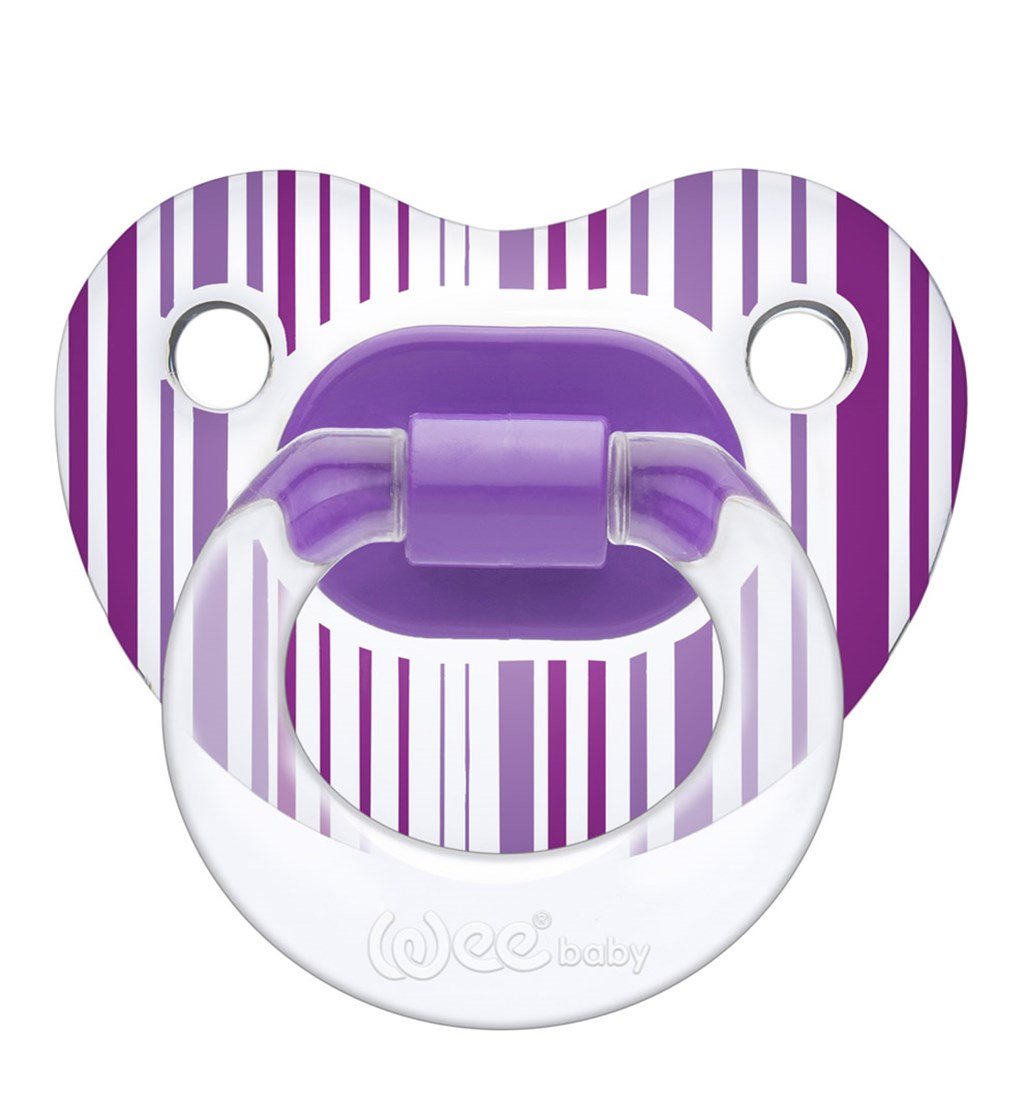 WEE BABY ŞEFFAF DESENLİ GÖVDELİ DAMAKLI EMZİK 0-6AY NO.1 - MOR