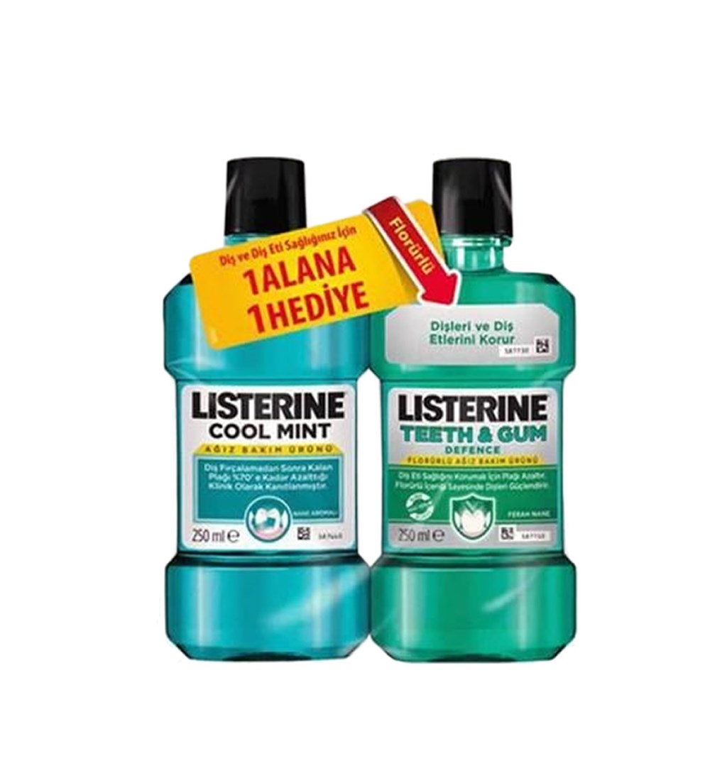 LİSTERİNE COOL MİNT 250ML + TEETH GUN 250 ML 1 ALANA 1 HEDİYE