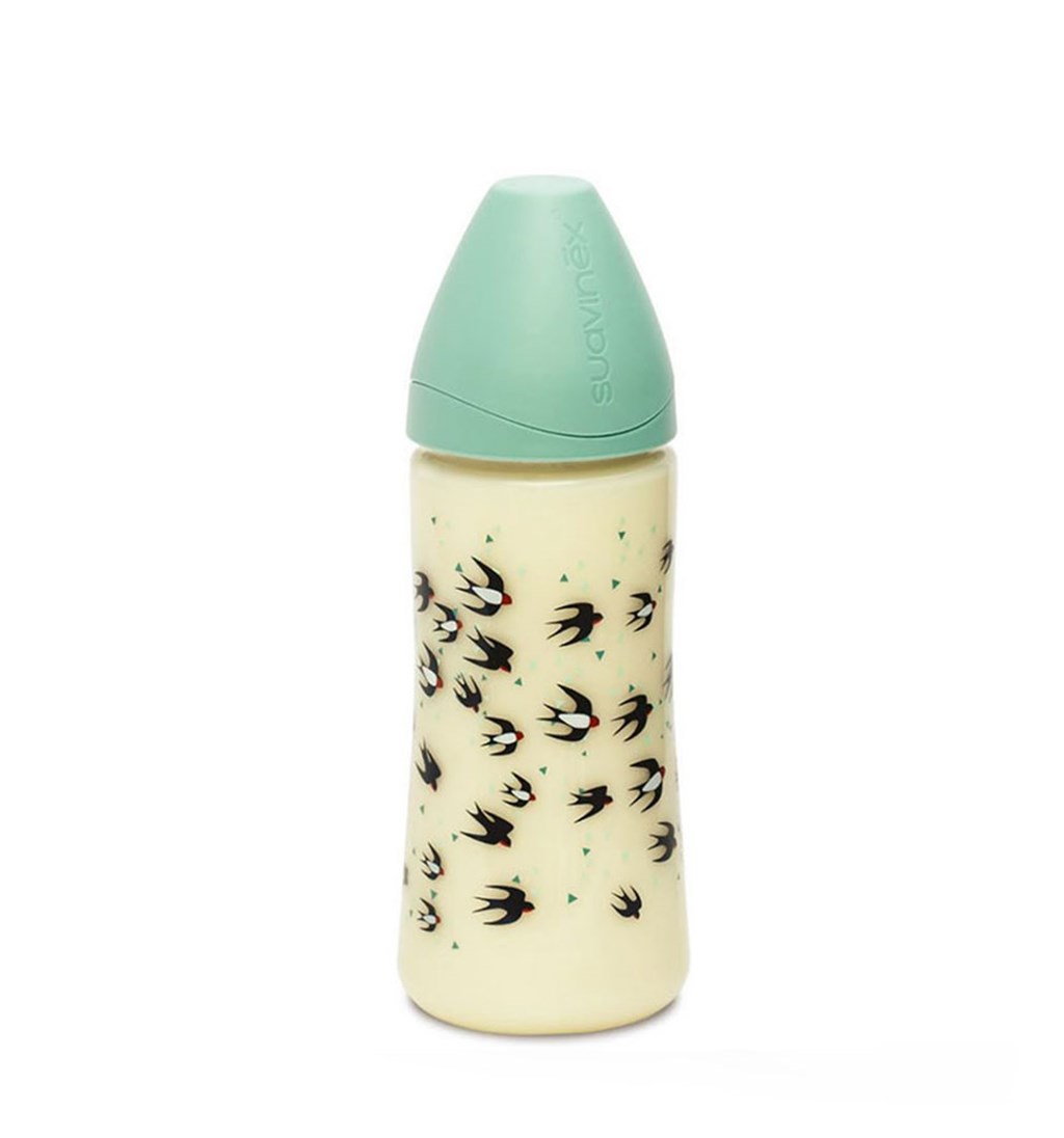 SUAVİNEX PP GENİŞ AĞIZ BİBERON 360ML - 3 POZİSYONLU SİLİKON - SWALLOWS - MAVİ