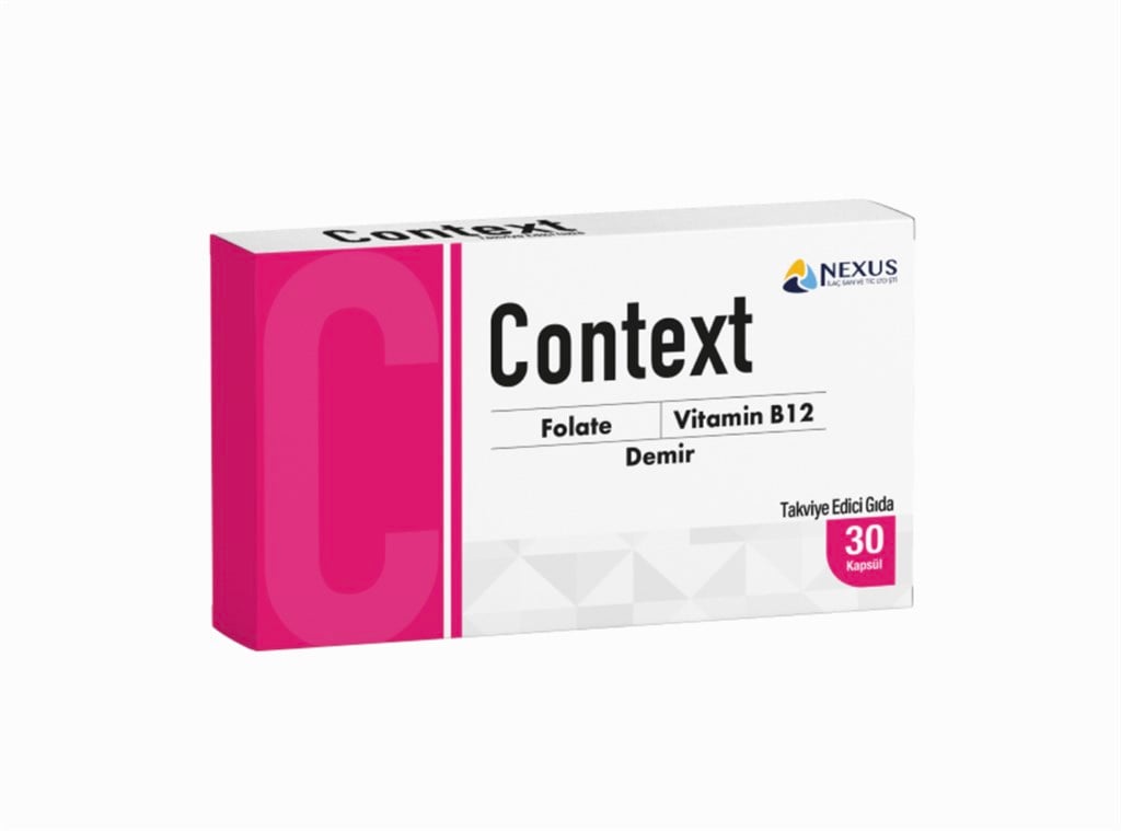 Context Folate Vitamin B12 Demir İçeren Takviye Edici Gıda 30 Kapsül
