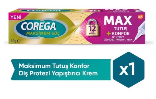 Corega Max Tutuş + Konfor Yapıştırıcı Krem 40g