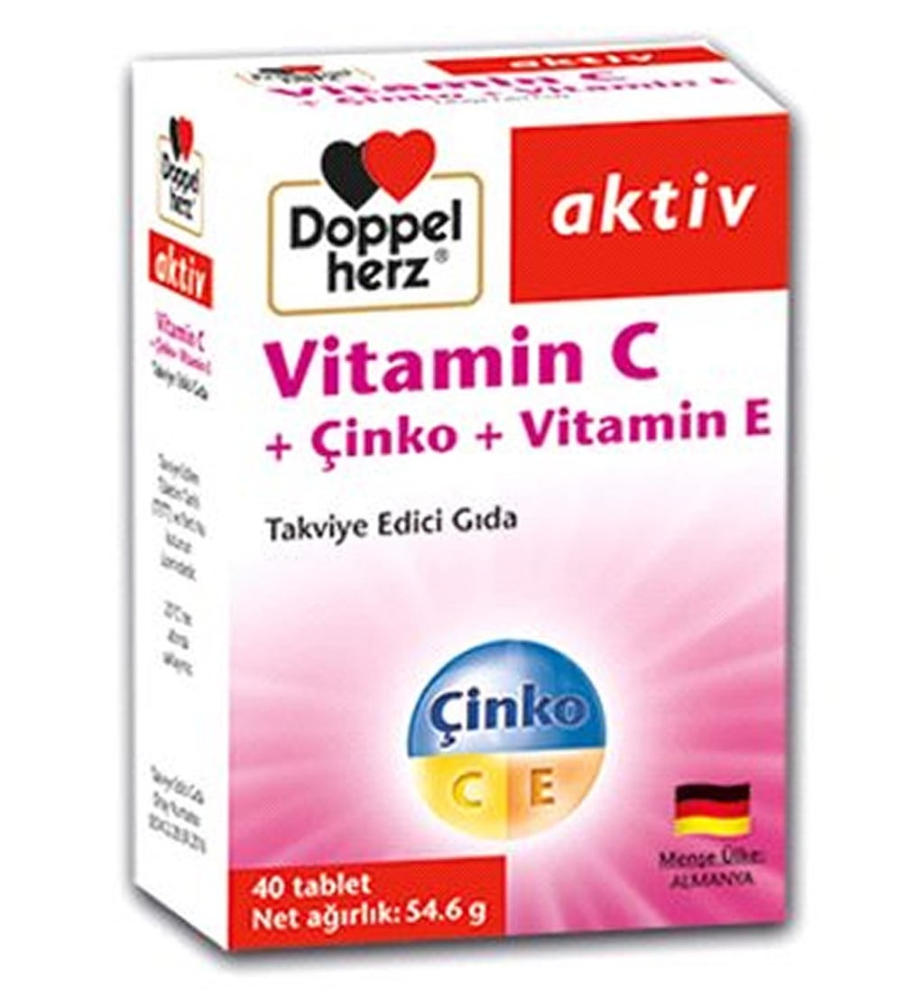 DOPPELHERZ AKTİV VİTAMİN C + ÇİNKO + VİTAMİN E - 40 TABLET